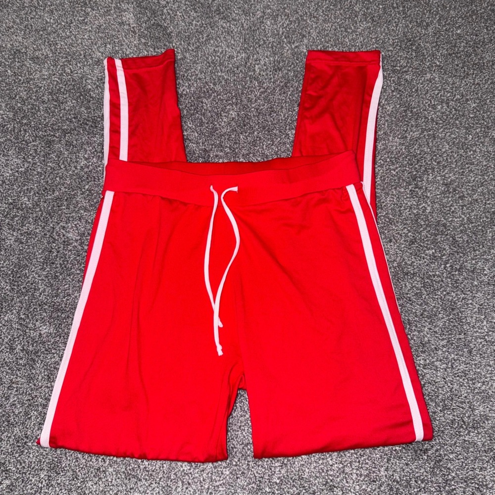 Fashion Nova Women's Red High-Rise Athletic Track Sweatpants Joggers Size Large